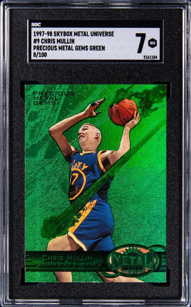 1997-98 SkyBox Metal Universe Precious Metal Gems Green Chris Mullin #9 /100 card front