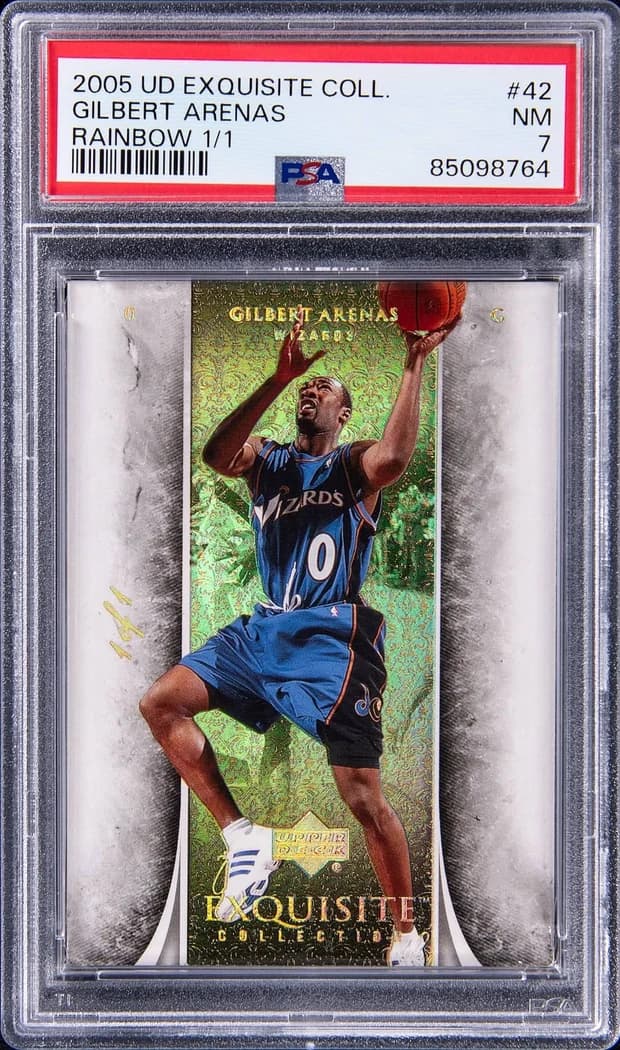 2005-06 Upper Deck Exquisite Collection Rainbow Gilbert Arenas #42 1/1 card front