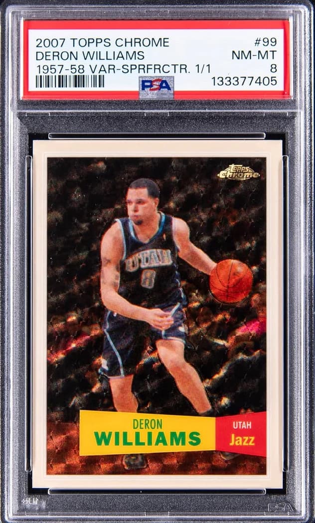 2007-08 Topps Chrome 1957-58 Variation Superfractor Deron Williams #99 1/1 card front