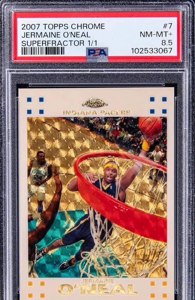2007-08 Topps Chrome SuperFractor Jermaine O'Neal #7 1/1 card front