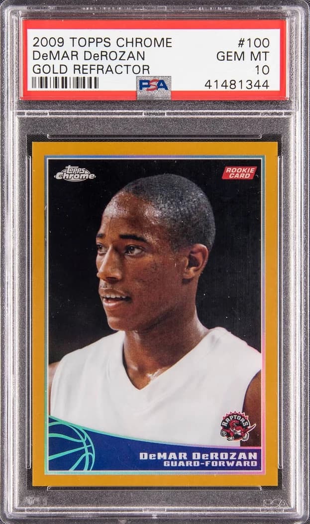 2009-10 Topps Chrome Gold Refractor DeMar DeRozan #100 /50 card front
