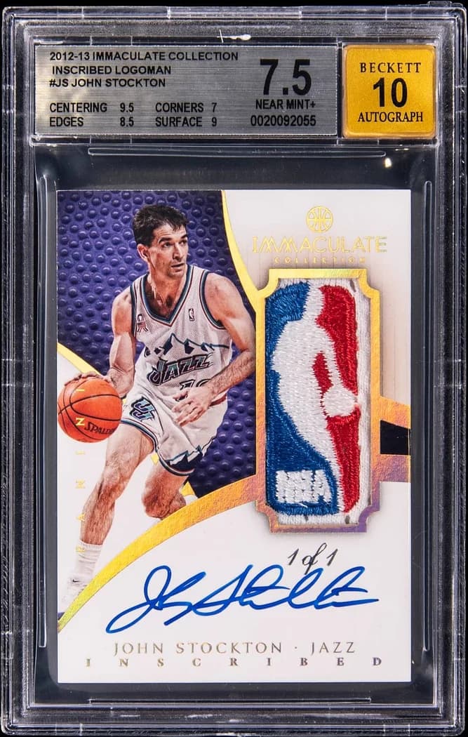 2012-13 Panini Immaculate Collection Inscribed Logoman John Stockton #IL-JS 1/1 card front