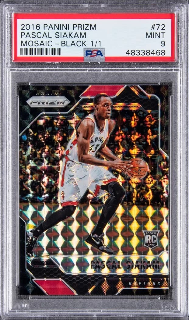 2016-17 Panini Mosaic Black Prizm Pascal Siakam #72 1/1 card front