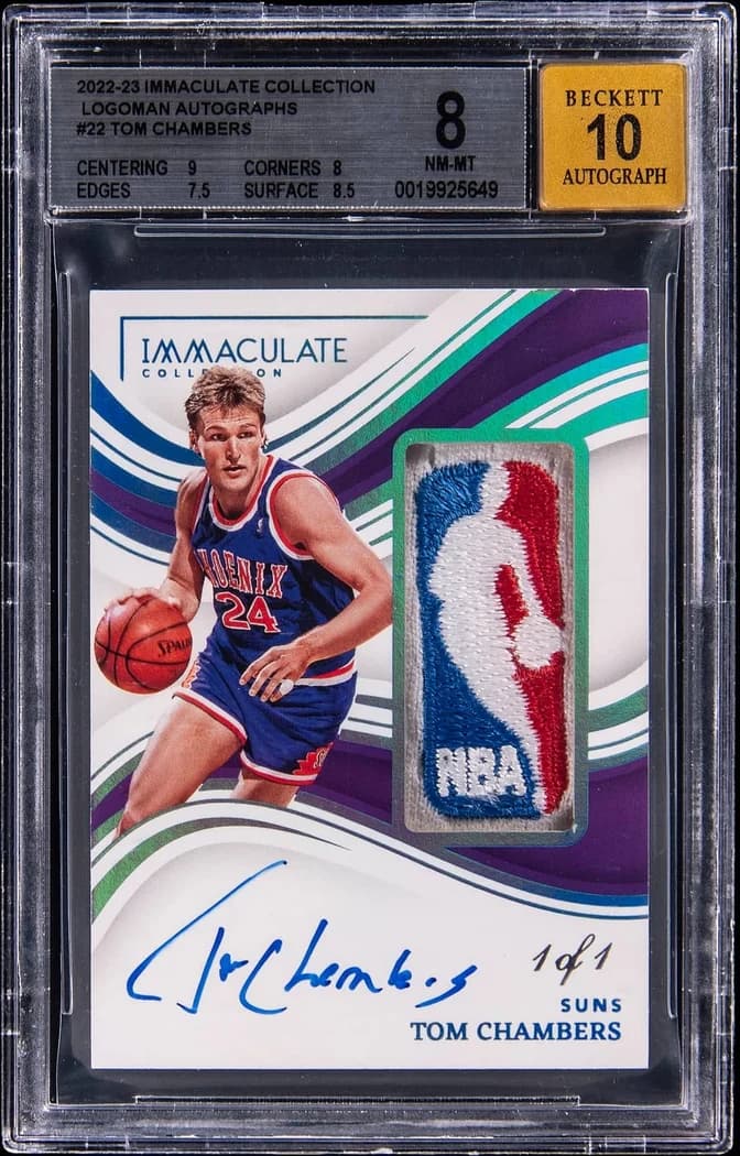 2022-23 Panini Immaculate Collection Logoman Autographs Tom Chambers #22 1/1 card front