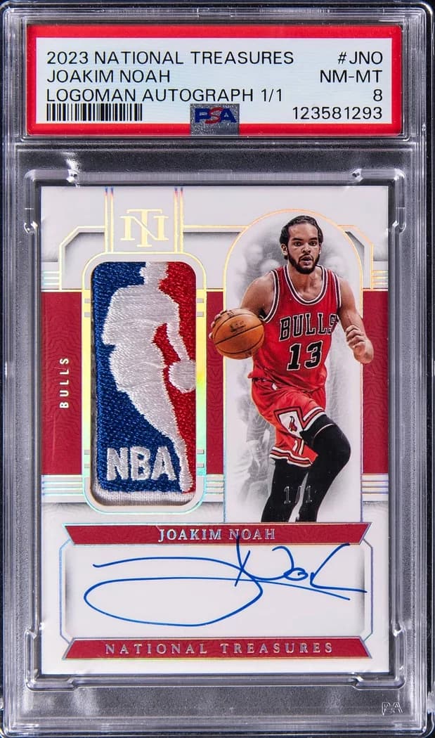2023-24 Panini National Treasures Logoman Autograph Joakim Noah #LA-JNO 1/1 card front