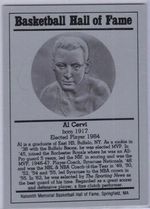 1986 Hall of Fame Metallic Al Cervi card front