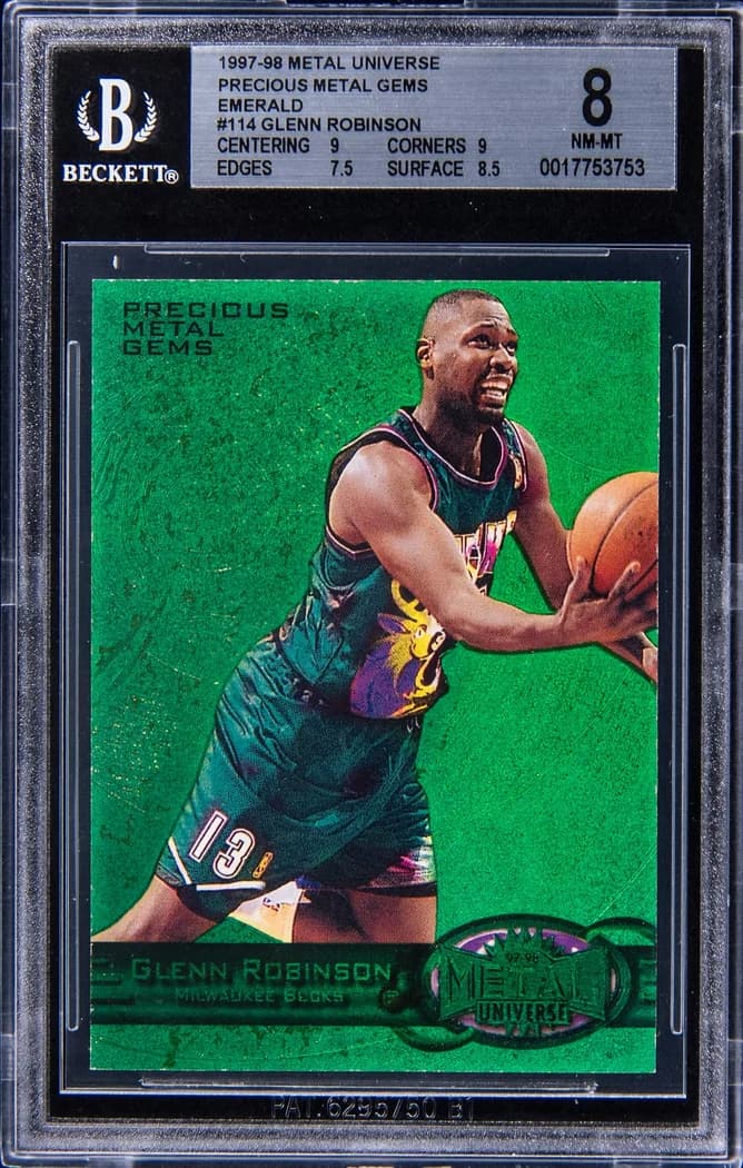 1997-98 SkyBox Metal Universe Precious Metal Gems Green Glenn Robinson #114 /100 card front