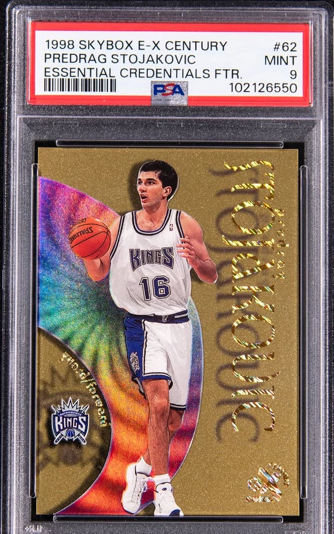 1998-99 SkyBox E-X Century Essential Credentials Future Predrag Stojakovic #62 /29 card front