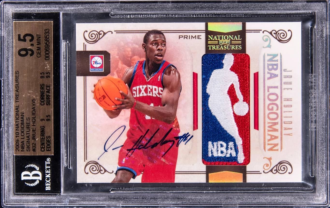 2009-10 Panini National Treasures NBA Logoman Signatures Jrue Holiday #32 /5 card front
