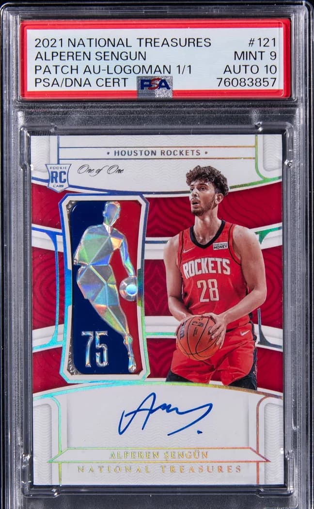 2021-22 Panini National Treasures Rookie Patch Autograph Logoman Alperen Şengün #121 1/1 card front