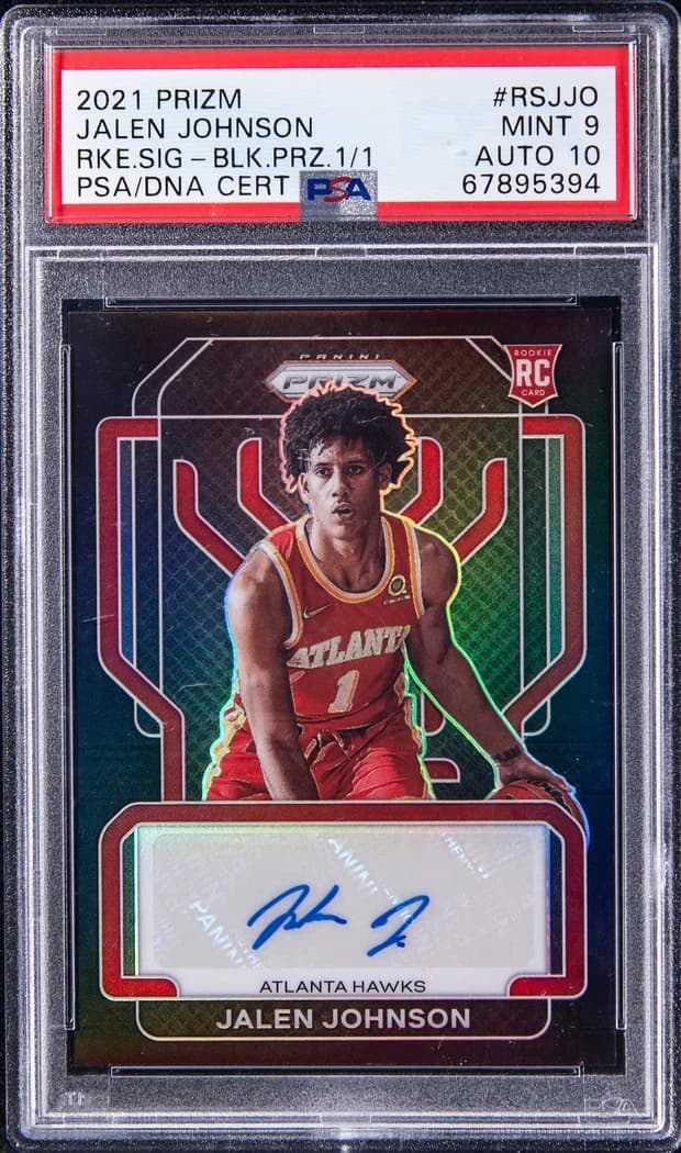 2021-22 Panini Prizm Rookie Signatures Black Prizm Jalen Johnson #RS-JJO 1/1 card front