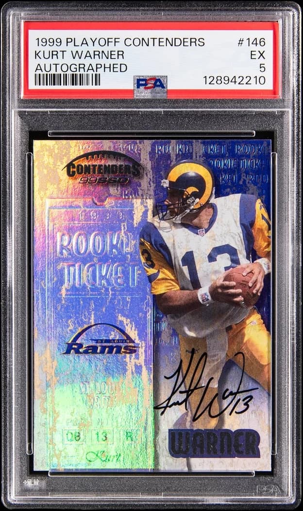 1999 Playoff Contenders Rookie Ticket Autograph Kurt Warner #146 card front