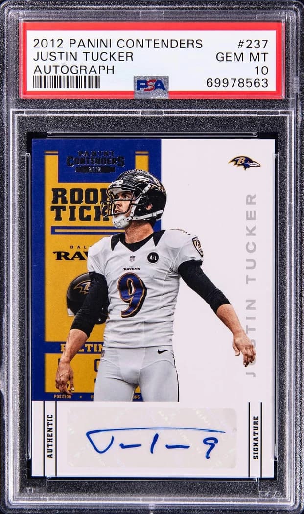 2012 Panini Contenders Rookie Ticket Autograph Justin Tucker #237 card front