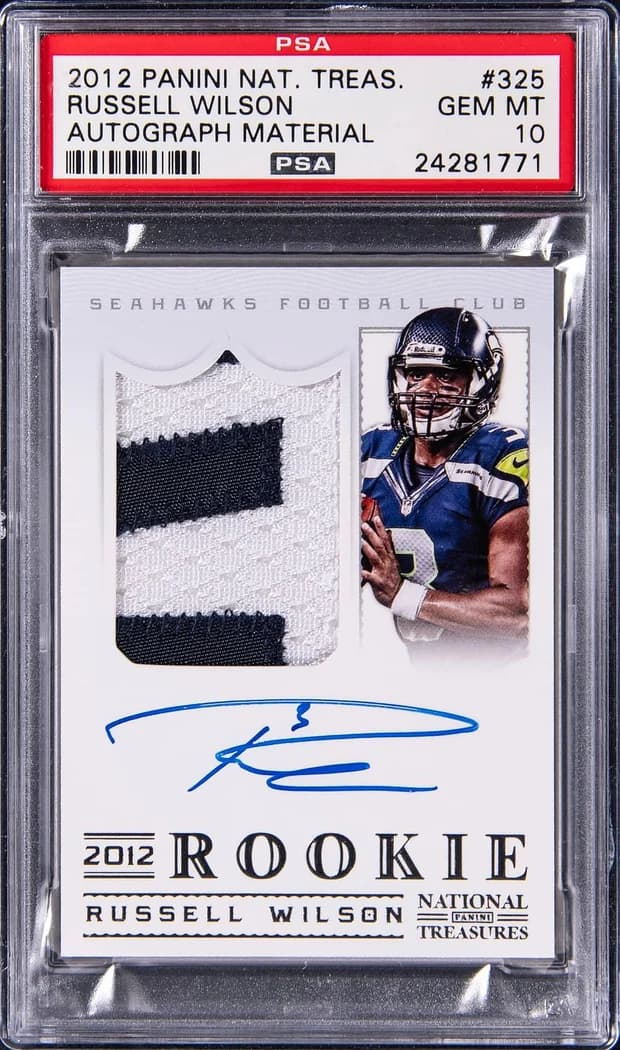 2012 Panini National Treasures Rookie Patch Autograph Russell Wilson #325 card front