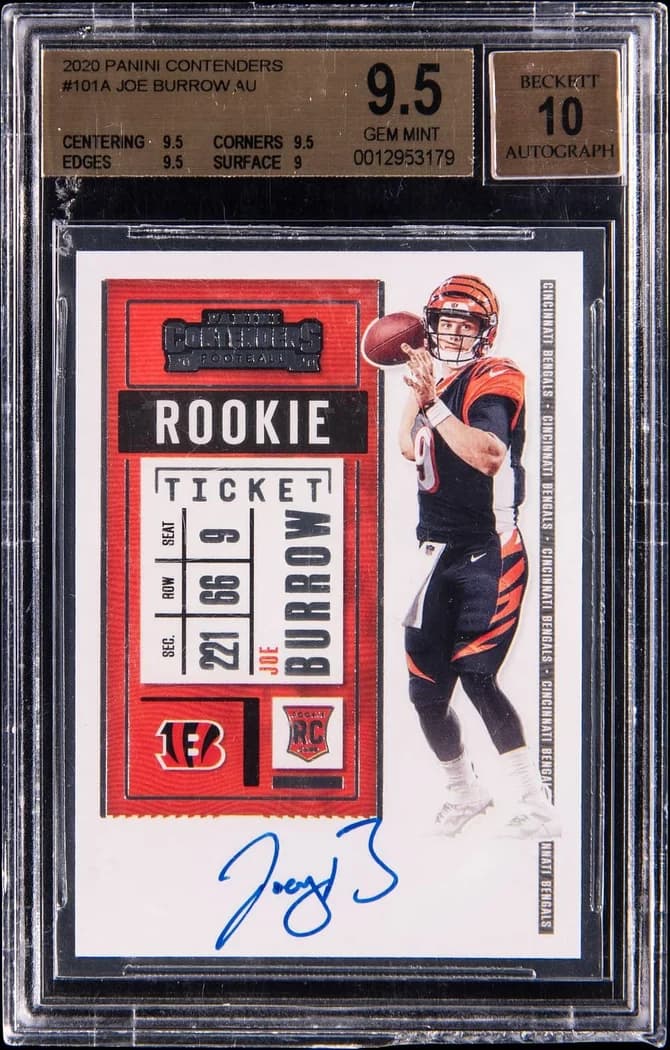 2020 Panini Contenders Rookie Ticket Autograph Joe Burrow #101 card front