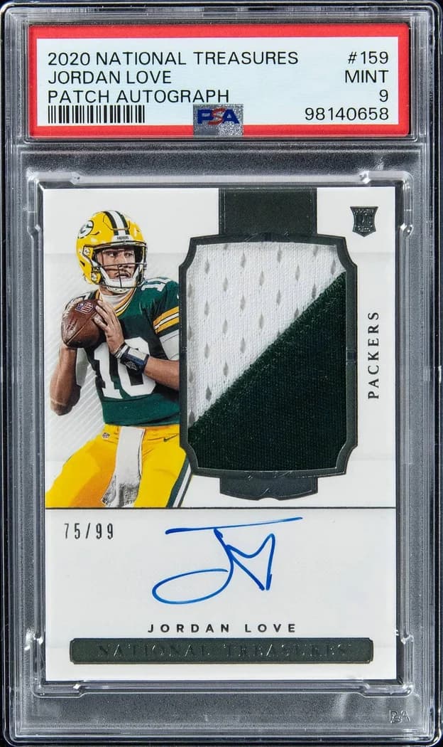 2020 Panini National Treasures Rookie Patch Autograph (RPA) Jordan Love #159 card front