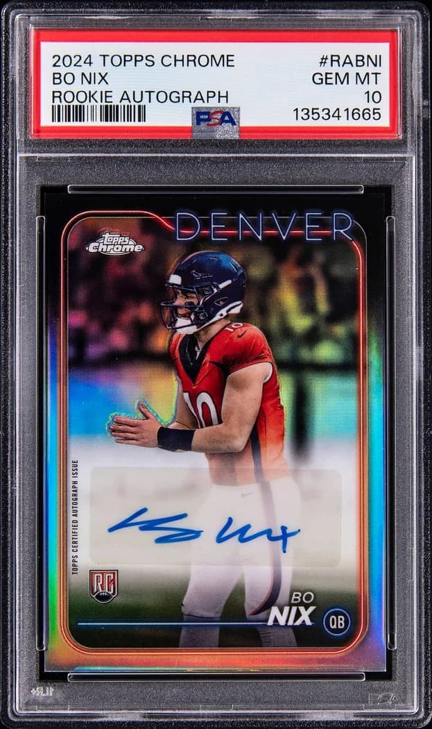 2024 Topps Chrome Rookie Autograph Bo Nix #RA-BNI card front
