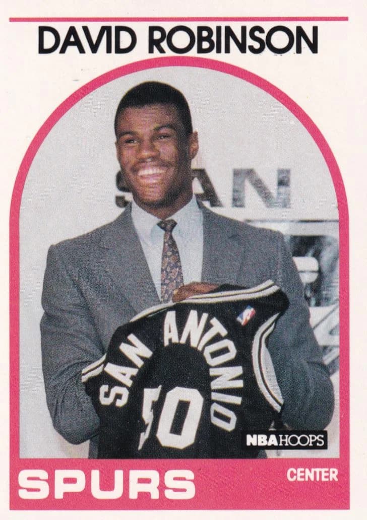 1989-90 NBA Hoops David Robinson #138; representative card photograph; finish, patch, autograph and individual-copy details may differ