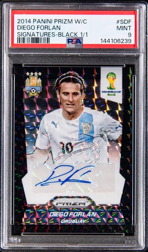 2014 Panini Prizm World Cup Signatures Black Prizm Diego Forlán card front