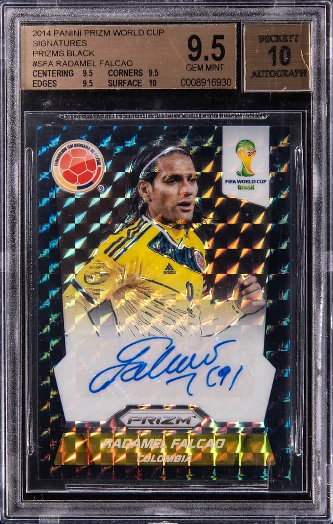 2014 Panini Prizm World Cup Signatures Black Prizm Radamel Falcao card front