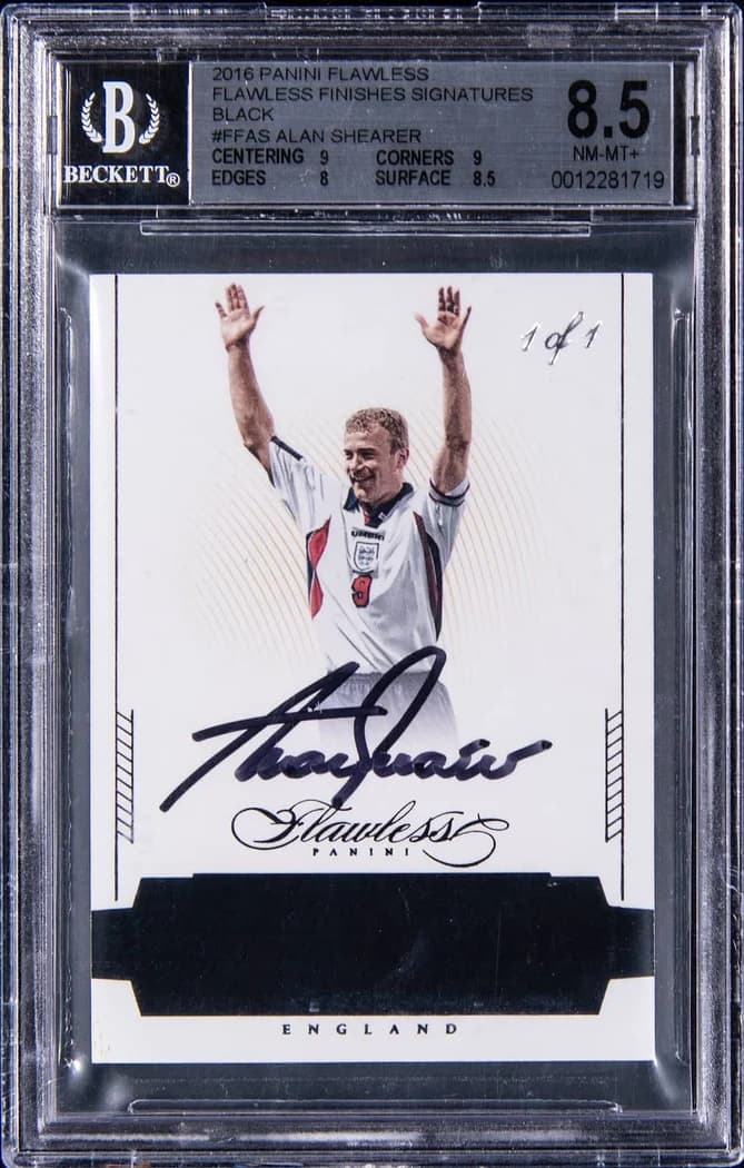 2015-16 Panini Flawless Signatures, Finishes Black #FF-AS Alan Shearer card front