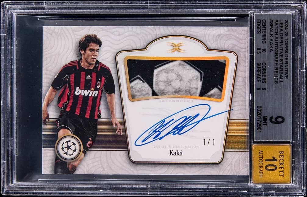 2024-25 Topps Definitive UEFA Definitive Patch Relics Match-Used Patch Autograph, Patch Autograph, Starball Patch Autograph Relics Starball #SPAL-K Kaká card front