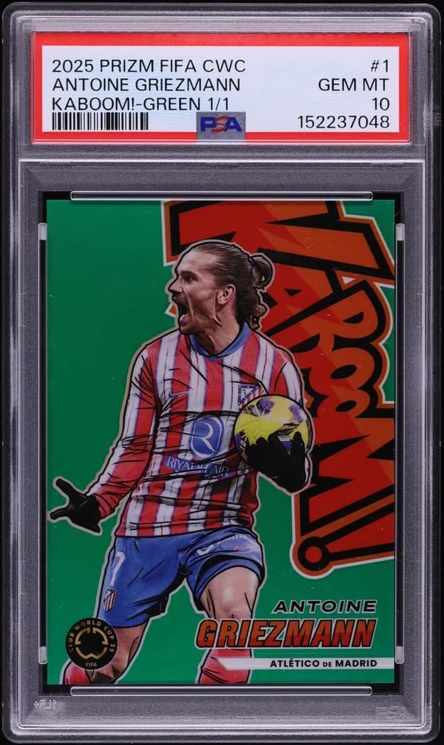 2025 Panini Prizm FIFA Club World Cup Kaboom! Green Prizm #1 Antoine Griezmann card front