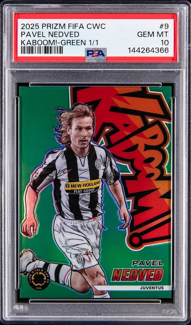 2025 Panini Prizm FIFA Club World Cup Kaboom! Green Prizm #9 Pavel Nedvěd card front