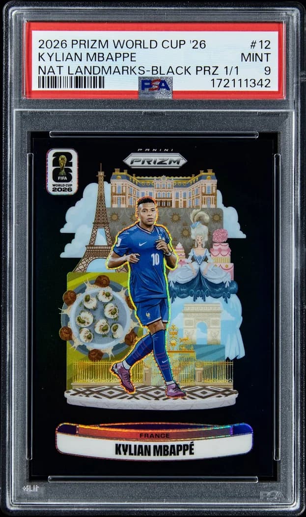 2026 Panini Prizm World Cup National Landmarks Black Prizm #12 Kylian Mbappé card front