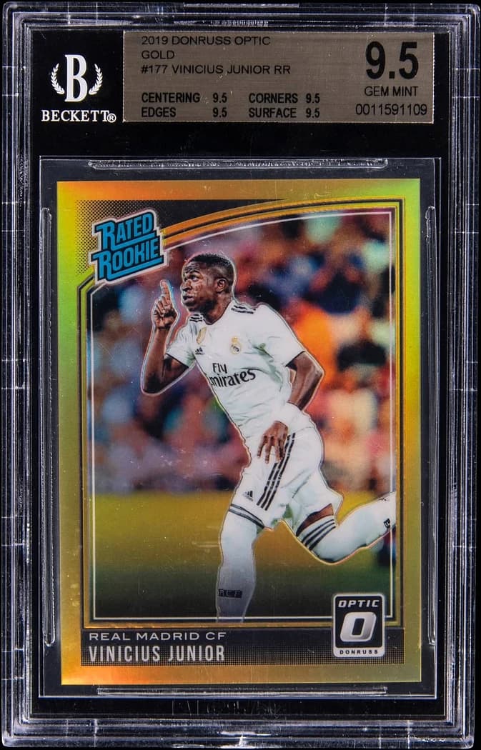 2018-19 Panini Donruss Optic Rated Rookie Gold Prizm Vinícius Júnior #177 /10 card front