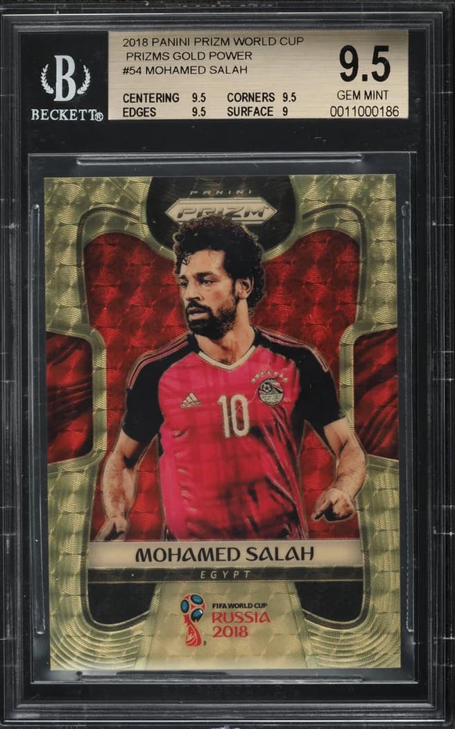 2018 Panini Prizm World Cup Gold Power Prizm Mohamed Salah #54 /5 card front