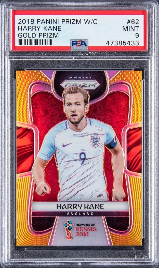 2018 Panini Prizm World Cup Gold Prizm Harry Kane #62 /10 card front