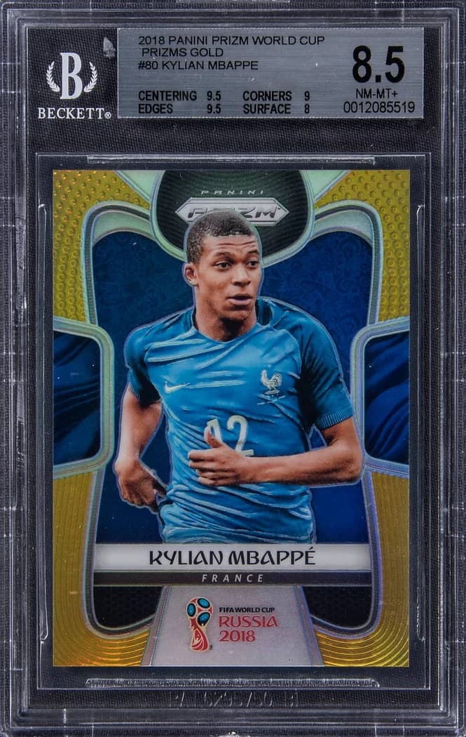 2018 Panini Prizm World Cup Gold Prizm Kylian Mbappé #80 /10 card front
