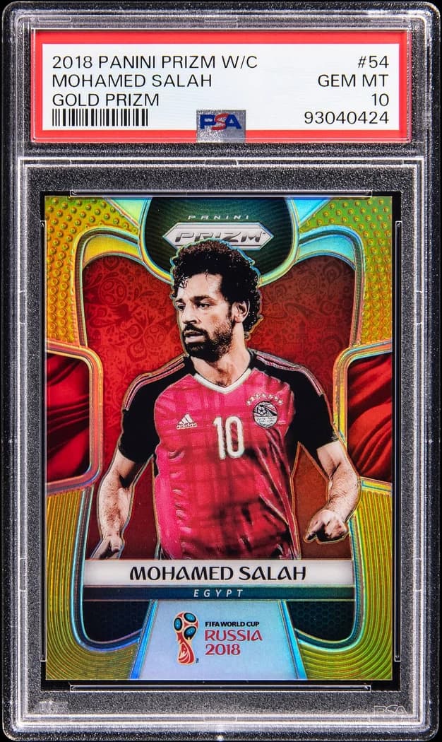 2018 Panini Prizm World Cup Gold Prizm Mohamed Salah #54 /10 card front