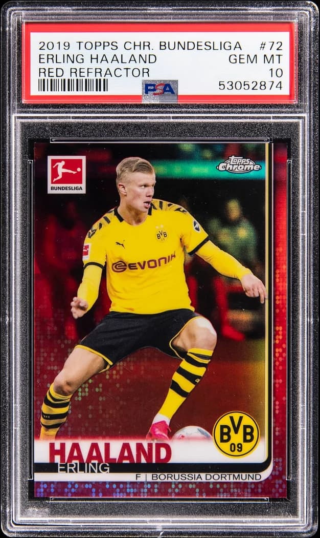 2019-20 Topps Chrome Bundesliga Red Refractor Erling Haaland #72 /10 card front