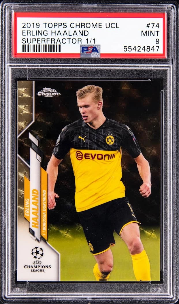 2019-20 Topps Chrome UEFA Champions League SuperFractor Erling Haaland #74 1/1 card front