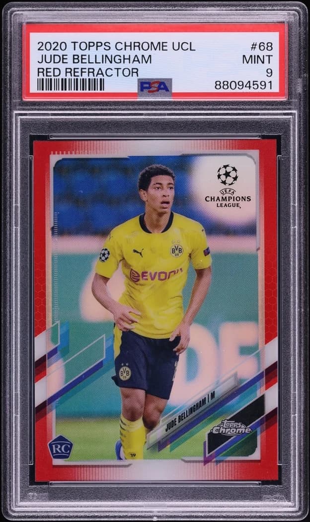 2020-21 Topps Chrome UEFA Champions League Red Refractor Jude Bellingham #68 /10 card front