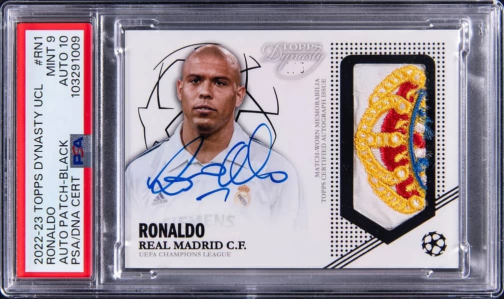 2022-23 Topps Dynasty UEFA Champions League Autographed Patch Black Ronaldo #AP-RN1 /5 card front