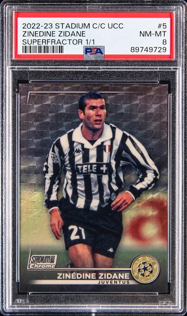 2022-23 Topps Stadium Club Chrome UEFA Club Competitions SuperFractor Zinedine Zidane #5 1/1 card front