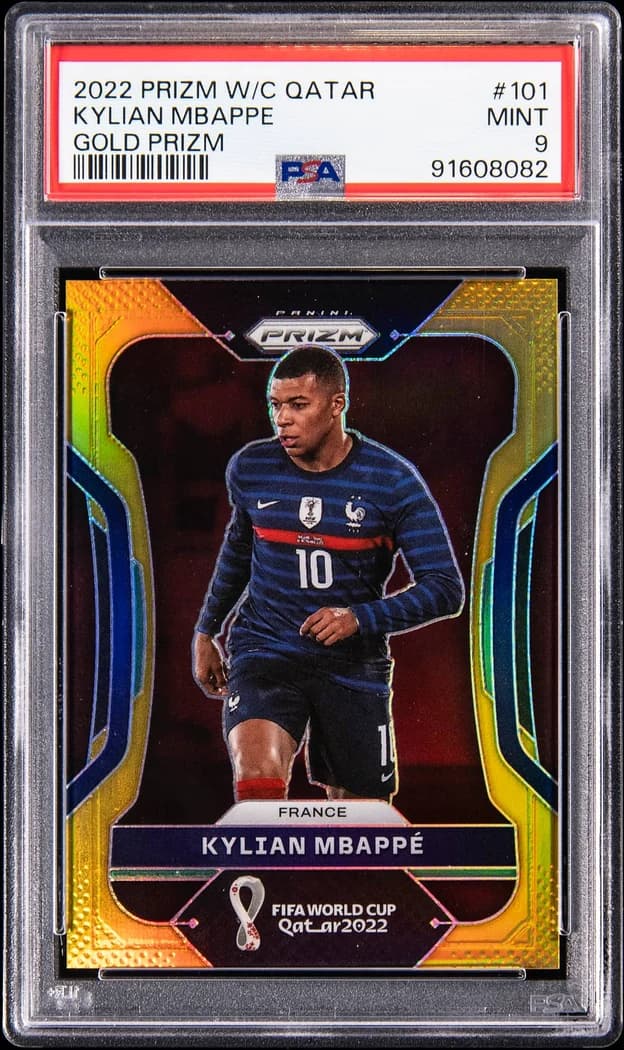2022 Panini Prizm World Cup Qatar Gold Prizm Kylian Mbappé #101 /10 card front