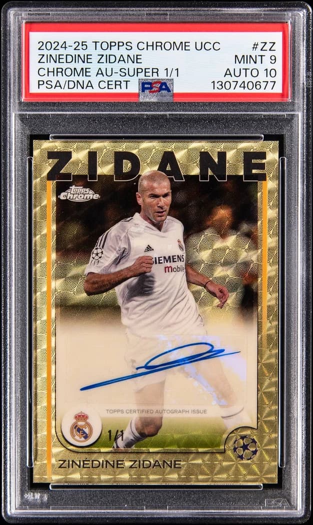 2024-25 Topps Chrome UEFA Club Competitions Chrome Autographs SuperFractor Zinedine Zidane #CA-ZZ 1/1 card front