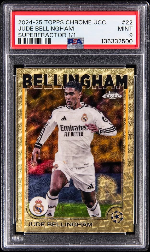 2024-25 Topps Chrome UEFA Club Competitions Superfractor Jude Bellingham #22 1/1 card front