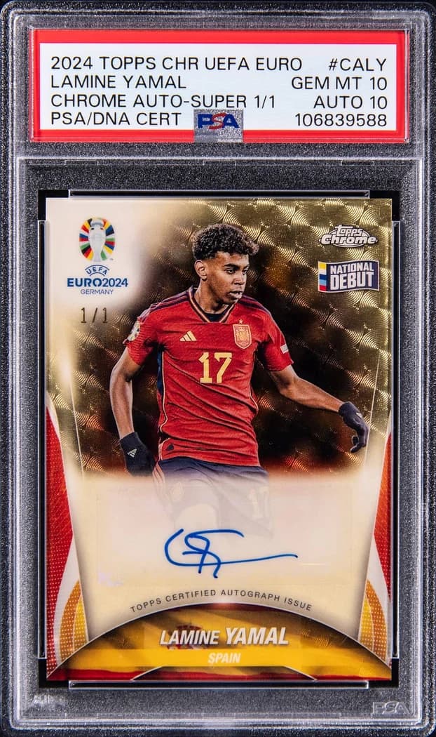 2024 Topps Chrome UEFA EURO Chrome Autographs Superfractor Lamine Yamal #CA-LY 1/1 card front