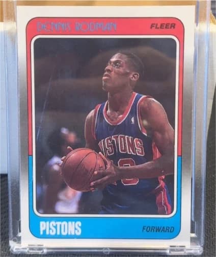 1988-89 Fleer Dennis Rodman #43; representative card photograph; finish, patch, autograph and individual-copy details may differ