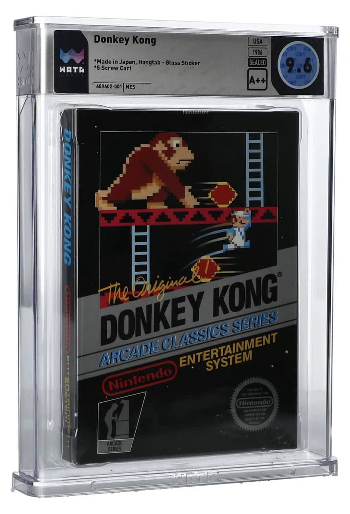 Donkey Kong sealed first-production copy graded Wata 9.6 A++, sold by Goldin in September 2025