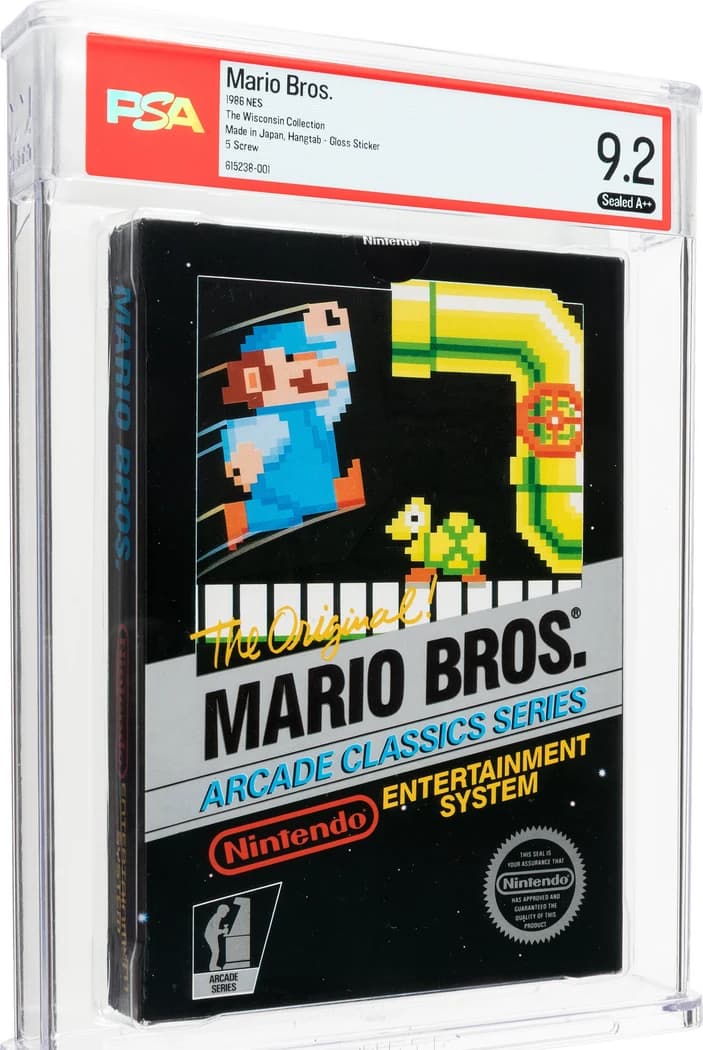 Mario Bros. sealed first-production gloss-sticker copy graded PSA 9.2 A++, sold by Heritage in August 2026