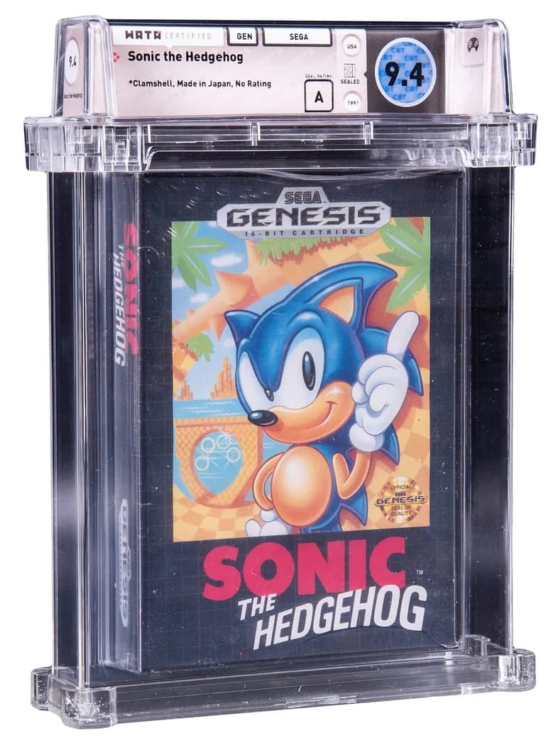 Sonic the Hedgehog sealed copy graded Wata 9.4 A, sold by Goldin in September 2021