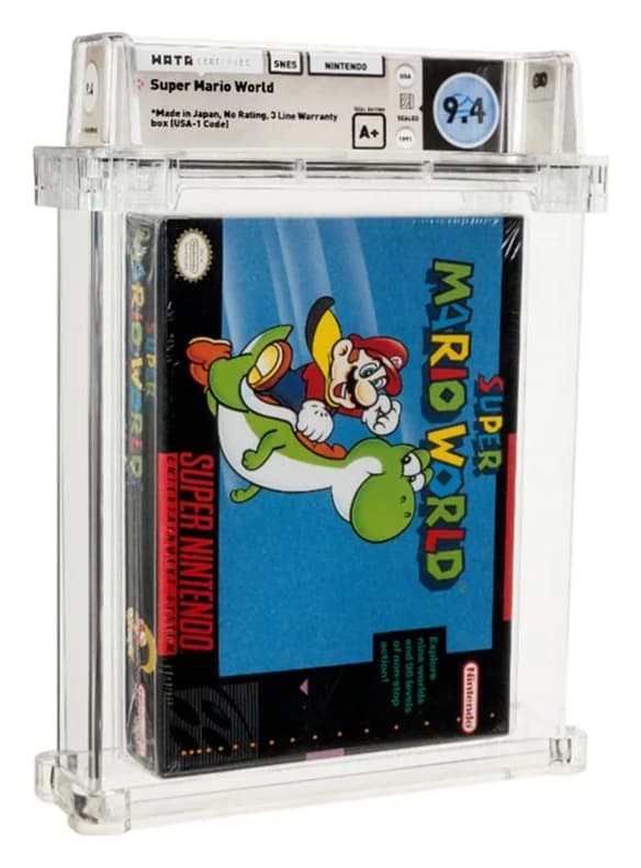 Super Mario World sealed made-in-Japan copy graded Wata 9.4 A+, the grade and variant of the copy sold by Heritage in July 2021