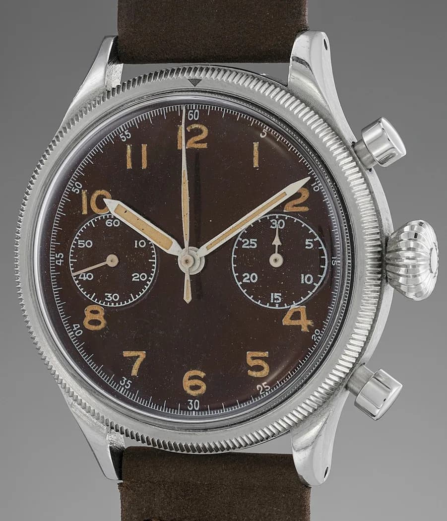 Breguet military Type 20, sterile tropical dial, flyback chronograph, watch front