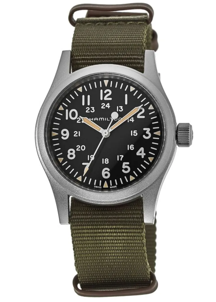 Hamilton Khaki Field Mechanical ref. H69439931, black dial, watch front
